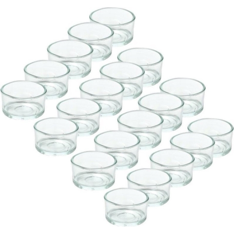 20x Theelichthouders/waxinelichthouders van glas 4,2 x 3 cm -