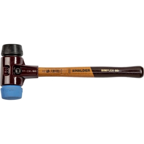 Halder Kunststofhamer | lengte 350 mm hoofd-d. 50 mm | zacht/middelhard hout | TPE-soft blauw/rubber zwart | 1 stuk - 3012.050 3012.050