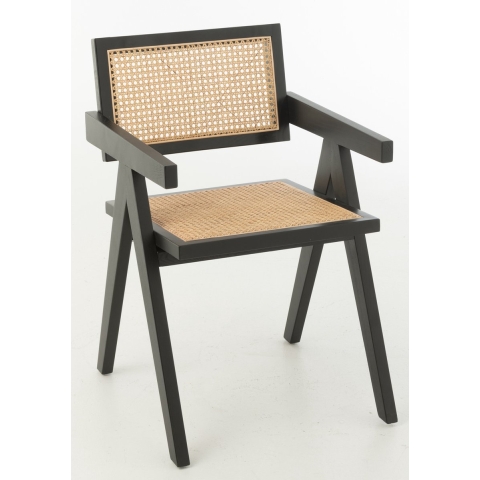 J-Line stoel Rooster - essenhout|rotan - zwart