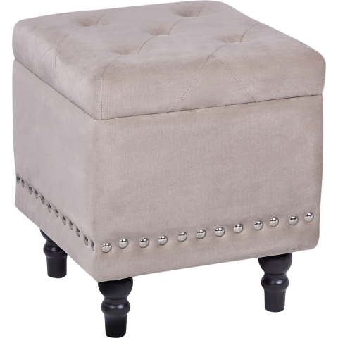 Beliani - LORETTO - Poef - Beige - 37 cm - Fluweel