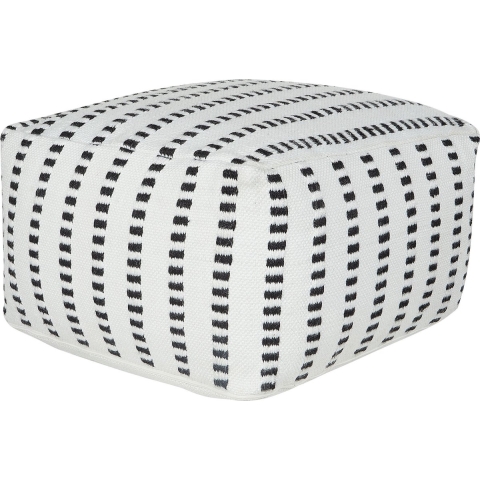 Beliani-GAJAN-Buitenpoef-Zwart|Wit-50 x 50 x 30 cm-Synthetisch