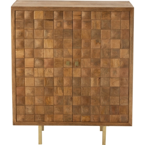 J-Line Kast Nino Metaal|Mangohout Naturel|Goud