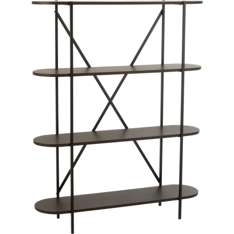 J-Line Rek Ovaal Mdf|Metaal Donkerbruin