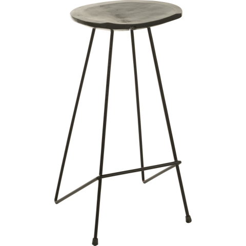 J-Line barstoel Teak - hout|ijzer - zwart