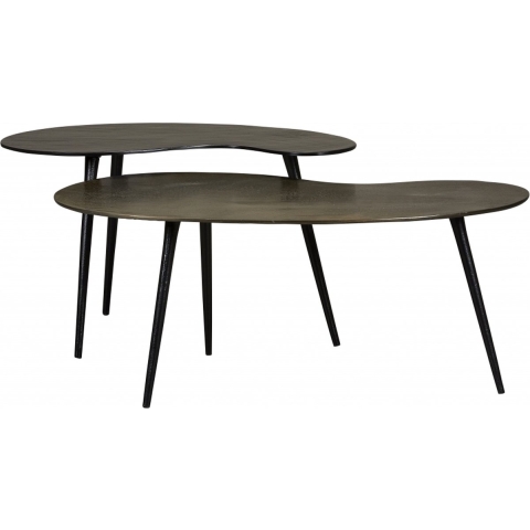 Salontafel (set Van 2) Calci - Brons|Goud|Zwart - Metaal