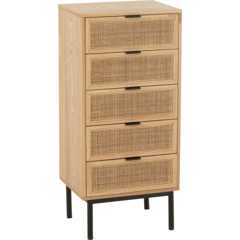 J-Line Kast 5 Lades Mdf|Metaal Naturel|Zwart