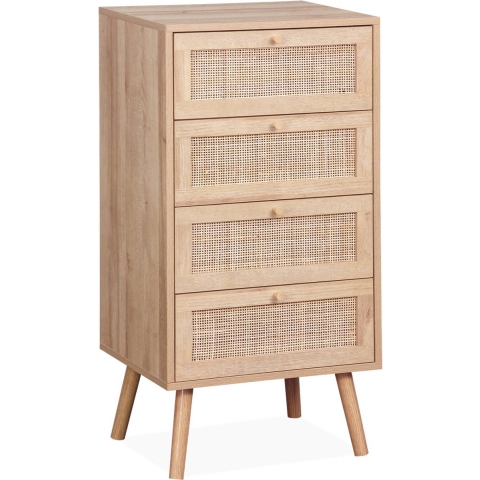 sweeek - Ladekast 4 lades effect hout en rotan