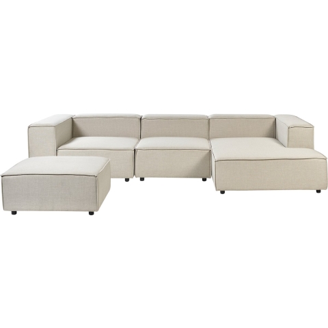 Beliani - APRICA - Driezitsbank - Beige - Linkerzijde - Linnen