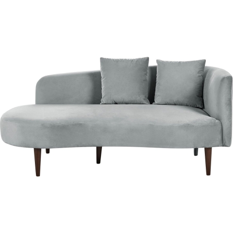 Beliani-CHAUMONT-Chaise longue-Lichtgrijs-Rechterzijde- Fluweel