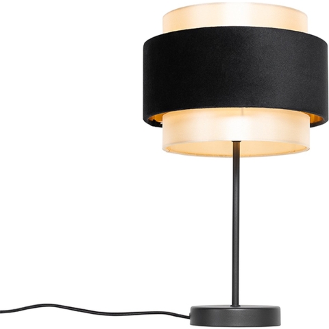 QAZQA Moderne tafellamp zwart met goud - Elif