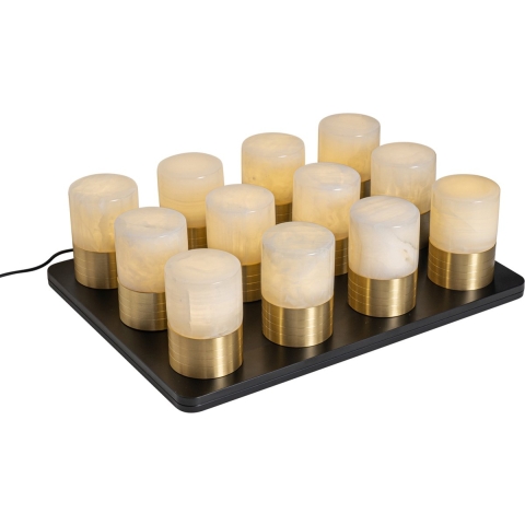 QAZQA Set van 12 tafellampen goud RGBW oplaadbaar incl. laadstation -