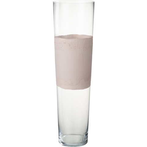 J-Line vaas Delph - glas - transparant|lichtroze - large - 60 cm hoog
