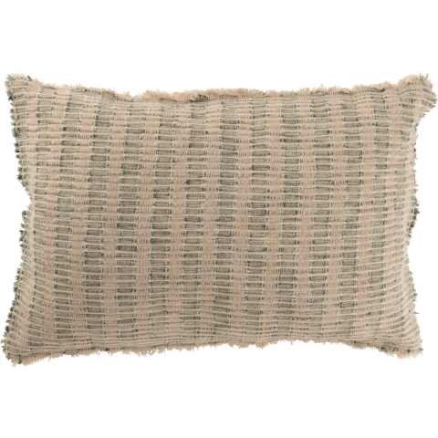 J-Line kussen Textuur - katoen|linnen - groen|beige