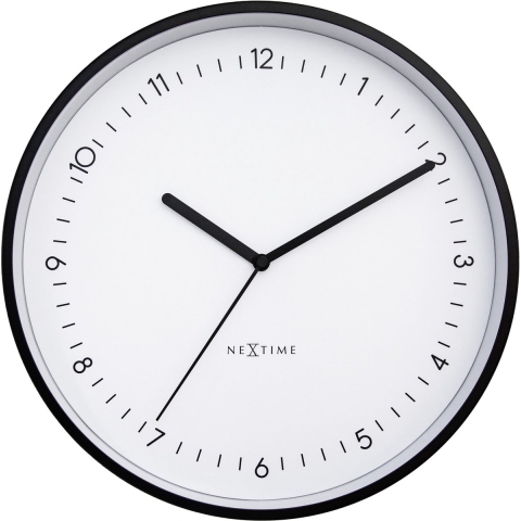 Wandklok 30cm - Stil - Zwart|Wit - Aluminium - NeXtime "Berlin"