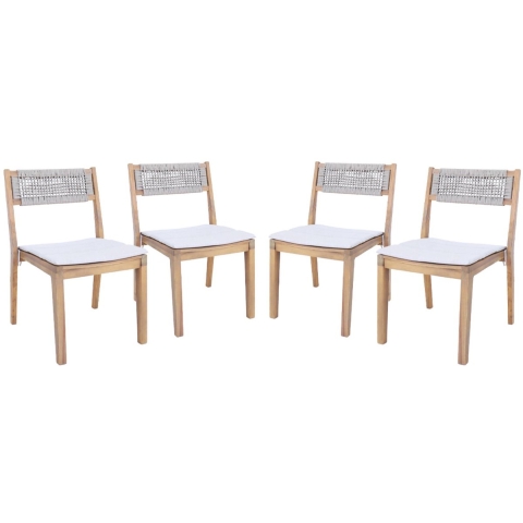 sweeek - Set van 2 acaciahouten tuinstoelen met kussen en touw