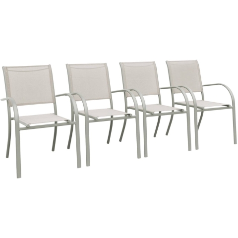 sweeek - Stapelbare tuinstoelen van aluminium en textileen (set van 4)