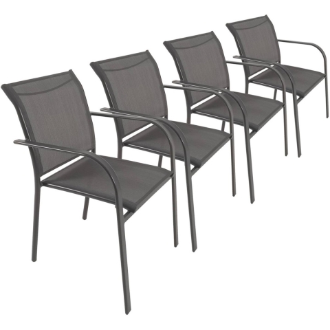 sweeek - Tuinstoel van aluminium en textilene (Set van 4)