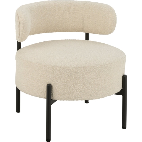 J-Line Loungestoel Boucle Multiplex|Polyester Wit|Zwart