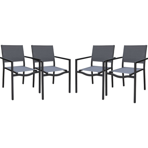 sweeek - Aluminium en textilene stapelbare tuinstoel (set van 4)