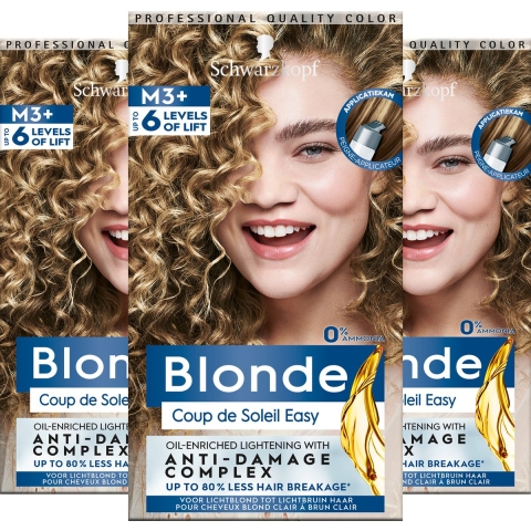 3x Schwarzkopf Permanente Blondering Coupe de Soleil Easy M3+