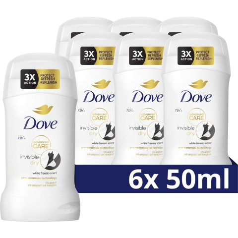 6x Dove Deodorant Stick Invisible Dry 50 ml
