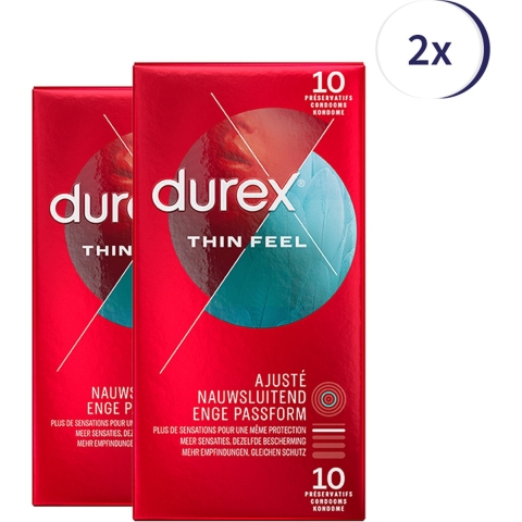 2x Durex Condooms Thin Feel Close Fit 10 stuks