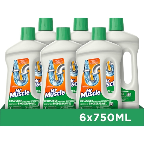 6x Mr. Muscle Biologisch Afbreekbare Ontstopper 750 ml
