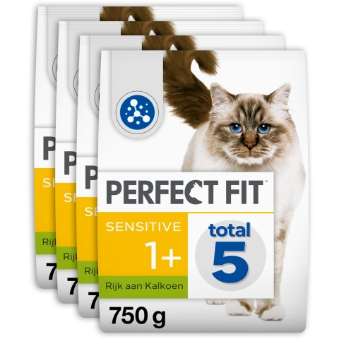 4x Perfect Fit Droogvoer Sensitive Kalkoen 750 gr