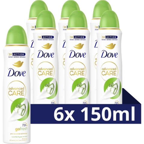 6x Dove Deodorant Spray Advanced Care Cucumber&Green Tea 150 ml