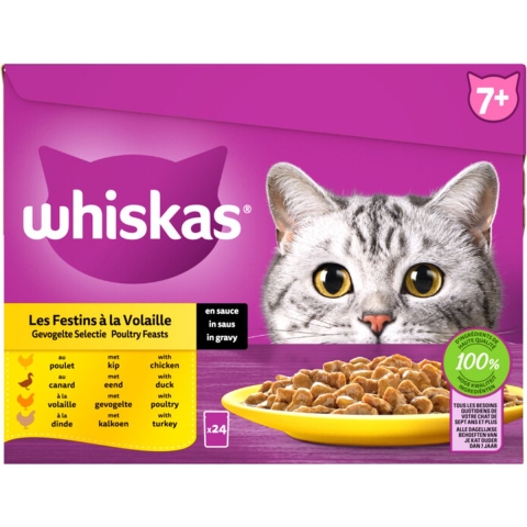 2x Whiskas Senior Multipack Gevogelte Selectie in Saus 24 x 85 gr
