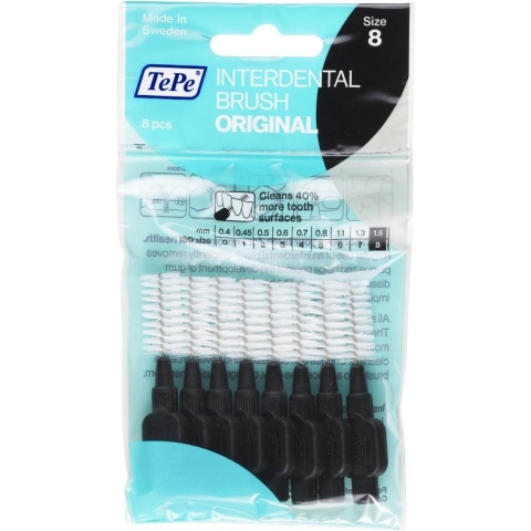 6x TePe Interdentale Ragers Original 1,5 mm Zwart 8 stuks