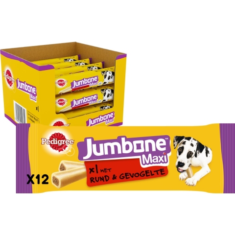 12x Pedigree Jumbone Hondensnacks Maxi Rund&Gevogelte