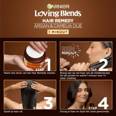6x Garnier Loving Blends Argan- en Cameliaolie Haarmasker 340 ml