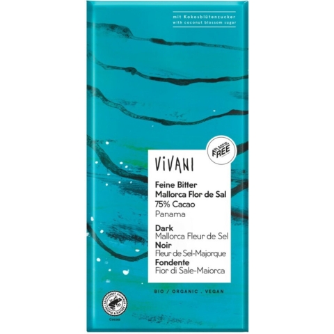 10x Vivani Chocoladereep Puur Zeezout 80 gr