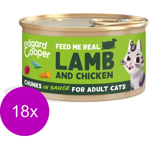 18x Edgard&Cooper Kattenvoer Chunks Lam - Kip 85 gr