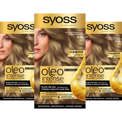 3x Syoss Oleo Intense Haarverf 7-10 Natuurlijk Blond