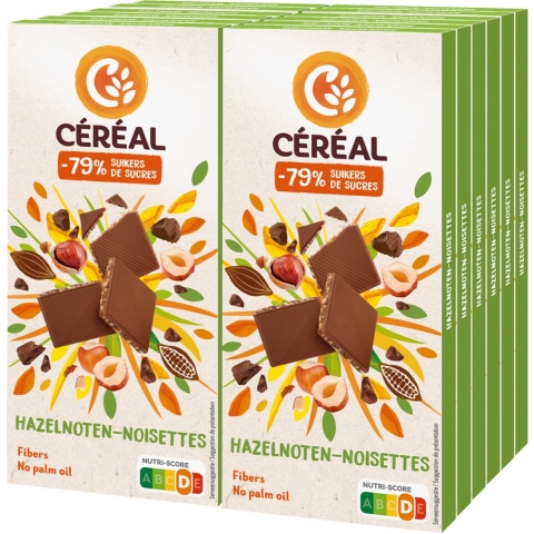 10x Céréal Melkchocolade Tablet met Hazelnoot 100 gr