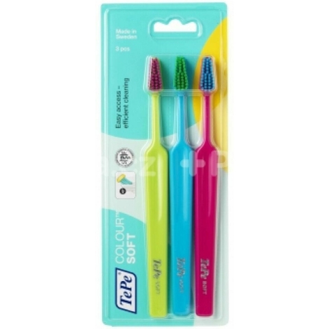 6x TePe Tandenborstel Colour Soft 3-pack 3 stuks