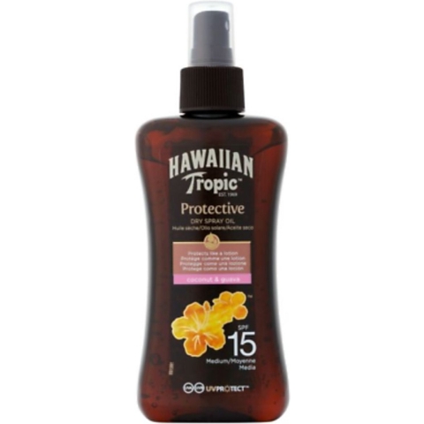 6x Hawaiian Tropic Zonnebrand Olie Spray Island Glow SPF15 200 ml