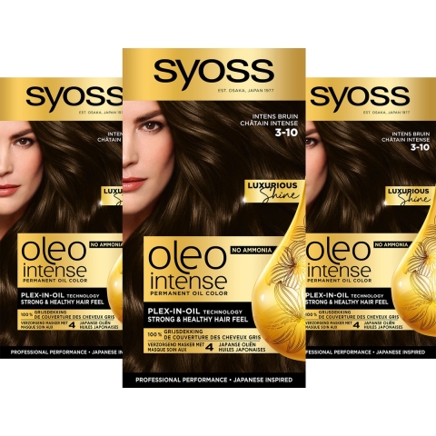 3x Syoss Oleo Intense Haarverf 3-10 Intens Bruin