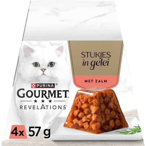 6x Gourmet Revelations Gelei Kattenvoer Nat Zalm 4 x 57 gr