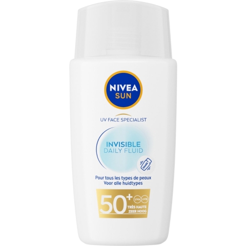 1+1 gratis: Nivea Sun Invisible Daily Fluid Zonnecrème Gezicht SPF 50+ 400 ml