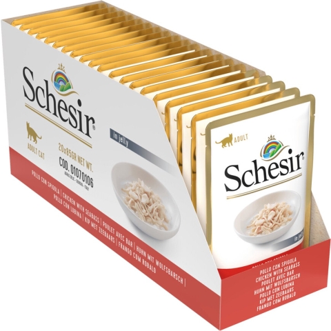 20x Schesir Kattenvoer Kip - Zeebaars in Gelei 85 gr