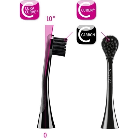 Curaprox Black is White Hydrasonic Opzetborstels Carbon Duo 2 stuks