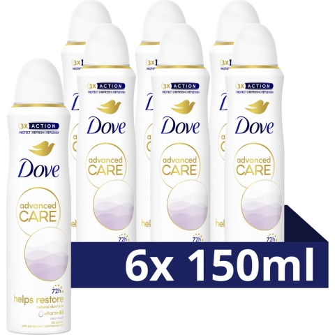 6x Dove Deodorant Spray Advanced Care Clean Touch 150 ml
