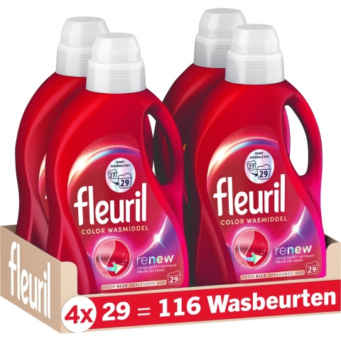 4x Fleuril Color Wasmiddel 29 wasbeurten 1,305 liter