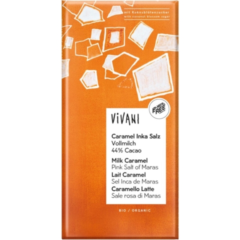 10x Vivani Chocoladereep Melk Karamel en Zout 80 gr