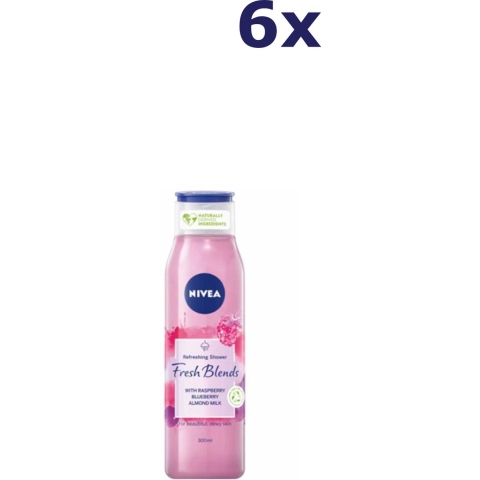 6x Nivea Fresh Blends Douchegel Fresh Blends Raspberry 300 ml