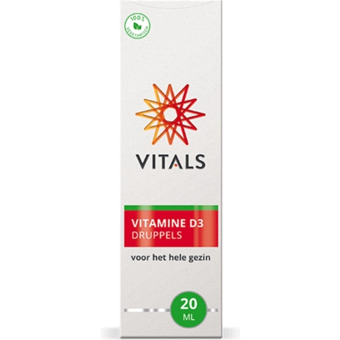 Gratis Verzending: 2x Vitals Vitamine D3 Druppels 20 ml