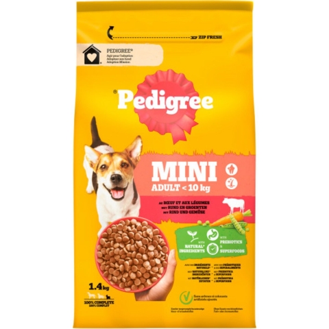 4x Pedigree Adult Hondenbrokken Mini Rund 1,4 kg